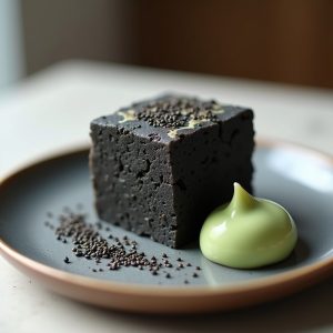 Black Sesame Mochi Cake with Matcha Cream inspired by O Ya