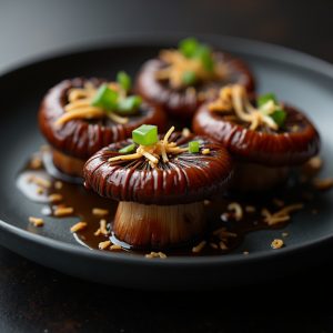 Braised Shiitake Mushrooms with Truffle-Dashi Glaze inspired by O Ya