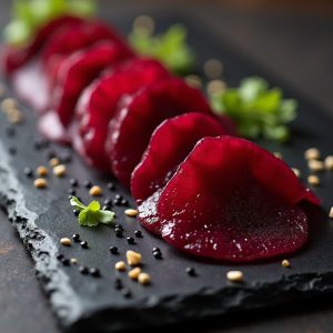 Roasted Beet Sashimi with Wasabi-Ginger Vinaigrette inspired by O Ya