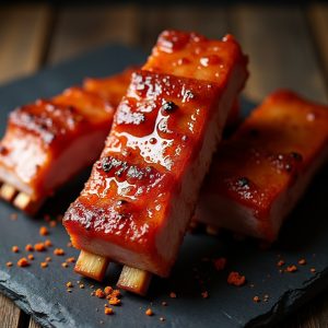 Tea-Brined Pork Ribs with Honey-Togarashi Glaze inspired by O Ya