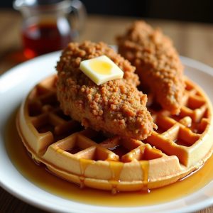 Crispy Fried Chicken and Belgian Waffles inspired by The Blue Diner