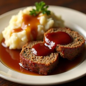 Hearty Meatloaf with Brown Gravy inspired by The Blue Diner