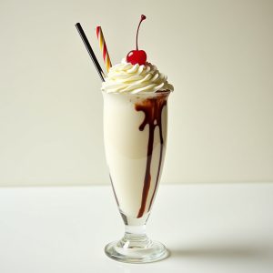 Creamy Vanilla Milkshake with Whipped Cream inspired by The Blue Diner