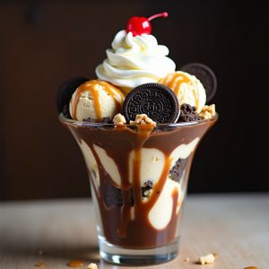 The Big Dig Ice Cream Sundae with Homemade Hot Fudge inspired by Brigham's