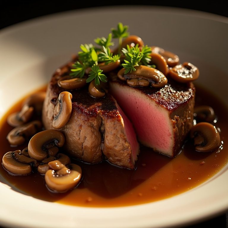 Filet Mignon with Cognac Mushroom Sauce inspired by Dini's Sea Grill