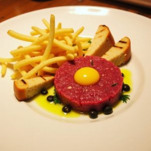 Steak Tartare with Shoestring Frites & Toasted Brioche inspired by Locke-Ober