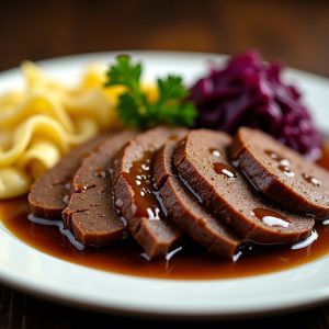 Traditional Sauerbraten with Red Cabbage and Spätzle inspired by The Student Prince & The Fort Restaurant