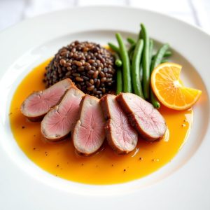 Duck à l'Orange with Wild Rice Pilaf inspired by Aujourd'hui
