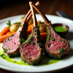 Herb-Crusted Rack of Lamb with Mint Sauce inspired by Café Budapest