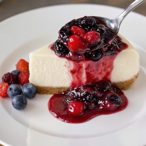 Classic New York Cheesecake with Berry Compote inspired by The Ground Round